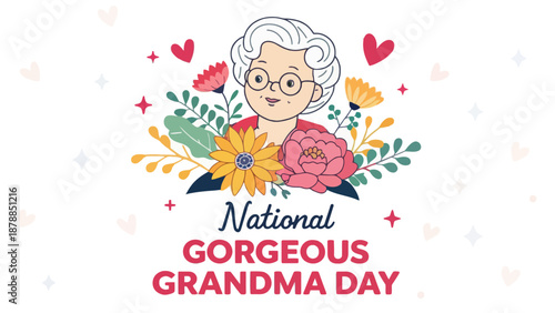 National Gorgeous Grandma Day Greeting with Flowers