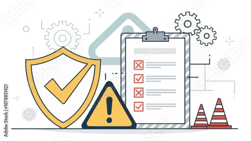 Risk Management Checklist with Safety Symbols