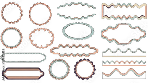 Collection of various decorative frames and borders in different shapes and colors displayed together