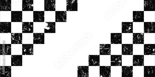Race flag grunge background, car rally or motocross finish flag with vector checker pattern. Grunge race flag for car racing sport or bike speedway, motorsport