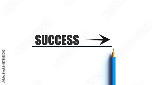 Free Download Blue pencil draws black arrow pointing to the word SUCCESS on white background, conceptualizing goal achievement and progress. - GFXLoad