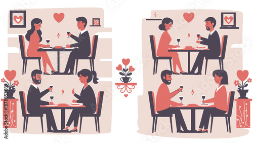 Couple Enjoying Romantic Dinner Together at Restaurant.