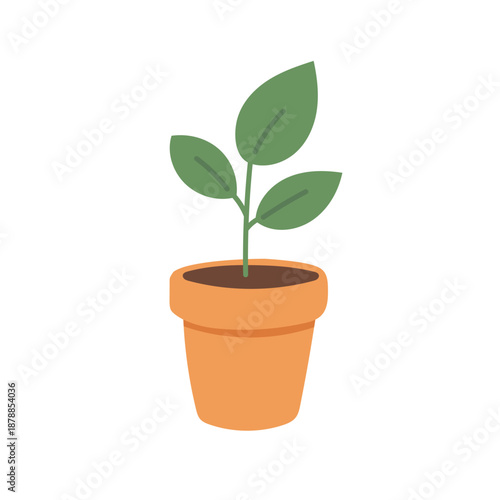 Tableau sur toile Small potted seedling illustration symbolizing growth, sustainability, indoor greenery, and beginner plant care inspiration