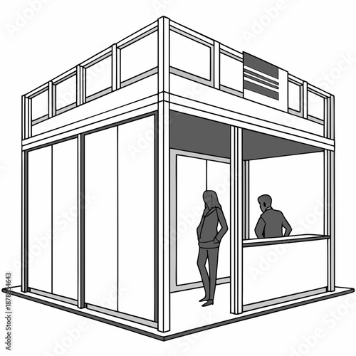 Modern temporary exhibition building unit, offering a sleek and versatile display solution.