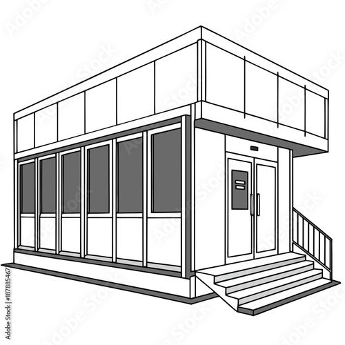 Clean and efficient temporary research facility building, designed for modern scientific exploration.