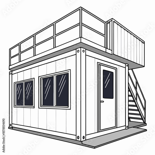 Modern industrial temporary site office building, providing a functional and efficient workspace solution.