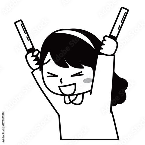 ペンライトを振って全力で応援するファンの女の子