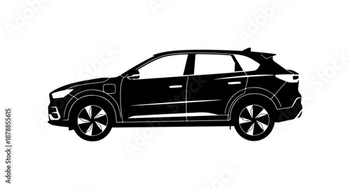 Sleek Black SUV Side View Illustration