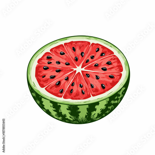 Vibrant Watermelon Slice Depicting Summer Freshness and Deliciousness in Vector Illustration