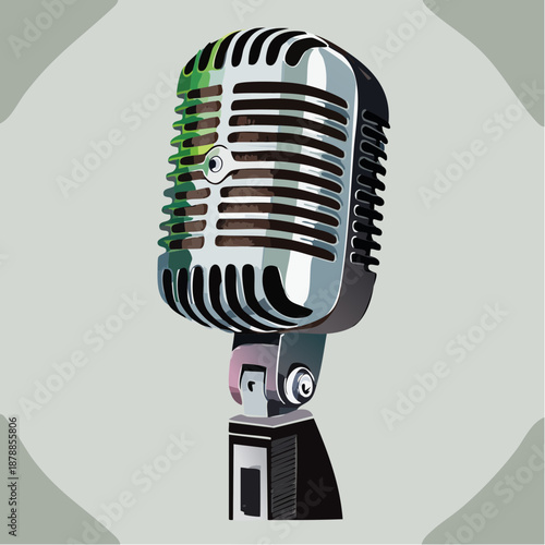 Vintage microphone vector illustration, a timeless symbol of classic broadcasting and audio