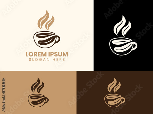 Minimalist coffee cup logo design template vector illustration