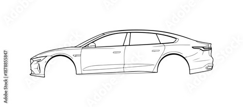 Side View of Modern Sedan Car