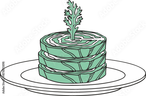 Green Food Stack Plate