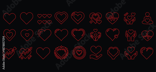 Heart collection, heart line art, love symbols, wedding, Valentine’s Day decorations, romantic occasions, doodle designs, vector format