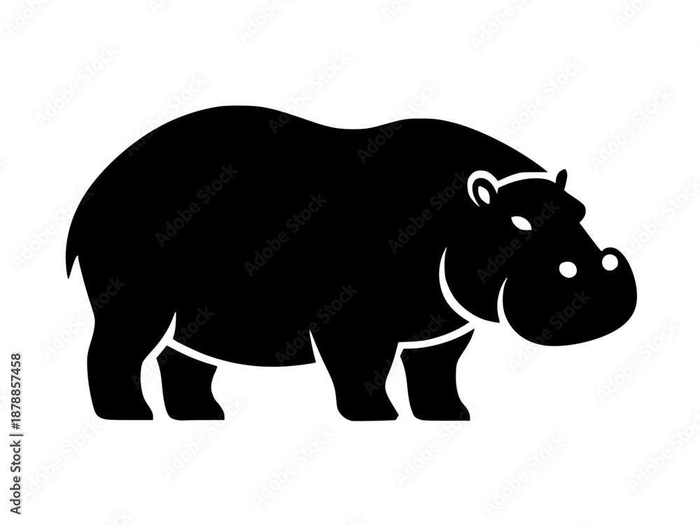 Obraz premium Simple Hippo Side View Black Silhouette Minimal Logo Style