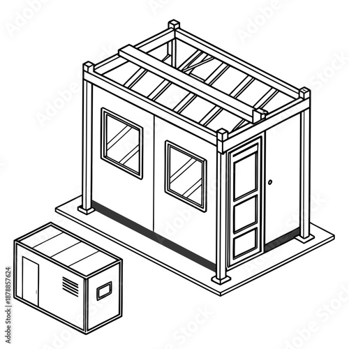 Collapsible modular architecture technology, minimalist white design for efficient space solutions.