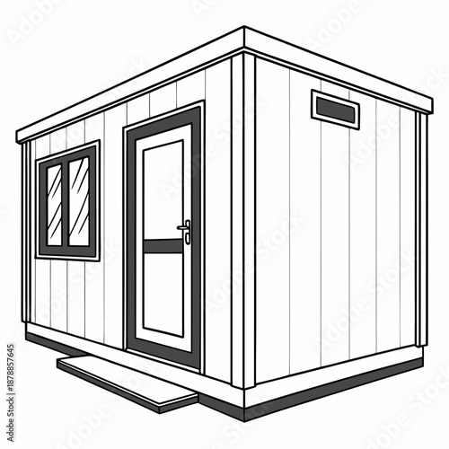 Compact shiftable micro building unit, minimalist and futuristic design for modern living.