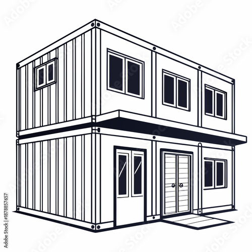 Container-inspired shift building technology, smooth transition and modern design for adaptable spaces.