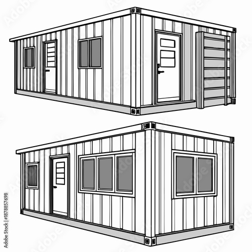 Container to building transformation system, realistic concept for modular and adaptable construction.