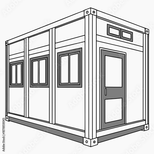 Modern shiftable modular building unit with detachable components for flexible assembly and use.