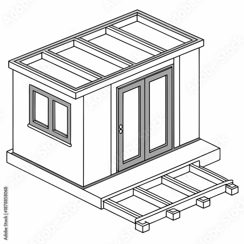 Modular building system with innovative slide lock joints, creating strong connections on white background.