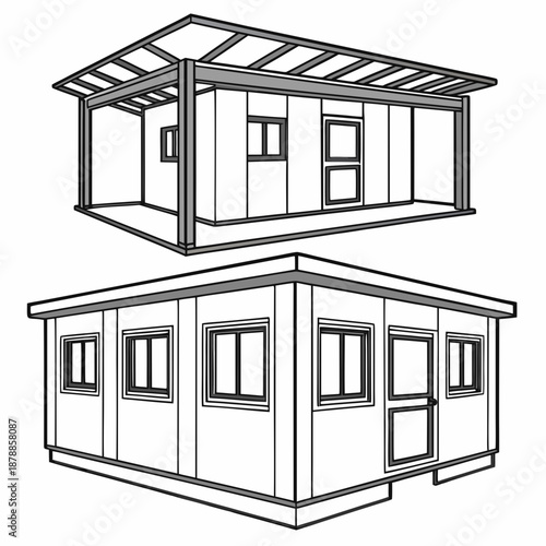 Modern modular building with adaptable, detachable roofs, showcasing innovative construction technology and customizable design.