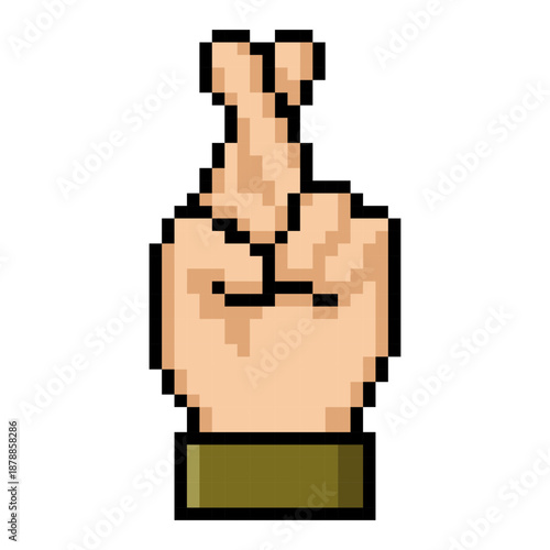 Lucky Fingers Crossed Pixel Art