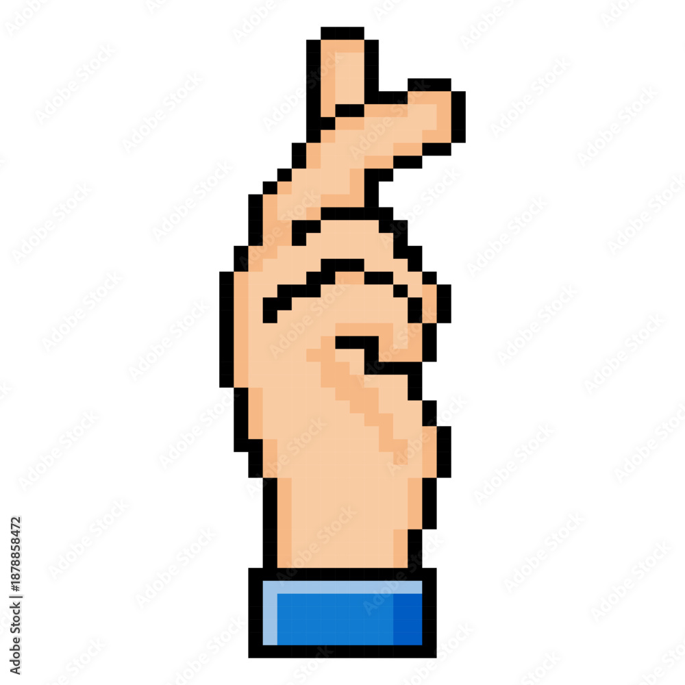 Fototapeta premium Crossed Fingers Luck Pixel Art