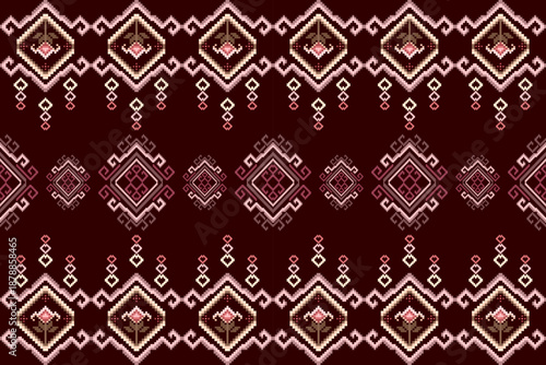 Ethnic Aztec abstract geometric oriental traditional embroidery seamless pattern. Native geometry decorative design for fabric, clothing, border decor, interior, wallpaper, background, texture, print