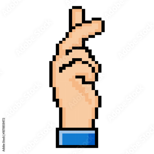 Crossed Fingers Luck Pixel Art