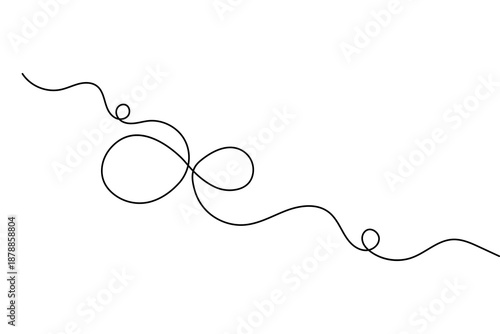 Minimalist infinity symbol continuous one line art vector illustration isolated on white background
