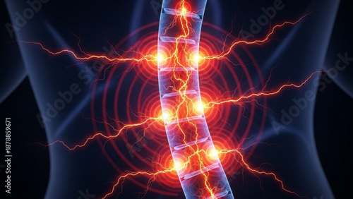 Abstract fiery lightning background with glowing electric lines and energy waves on a dark backdrop