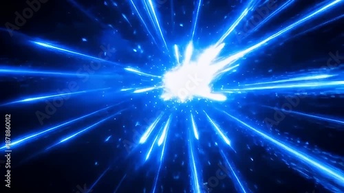 青い光の軌跡とスピード感あふれるサイバーな背景素材