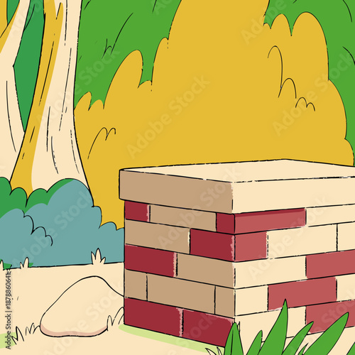 Illustrated bee hive in a forest