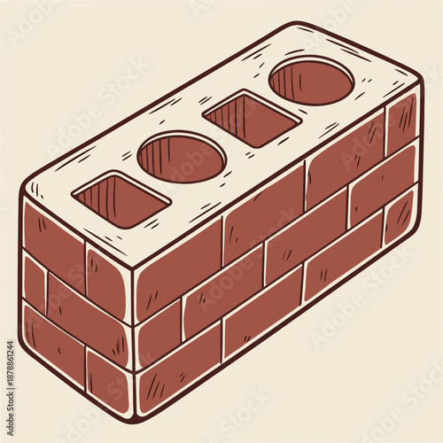 Illustrated brick with holes