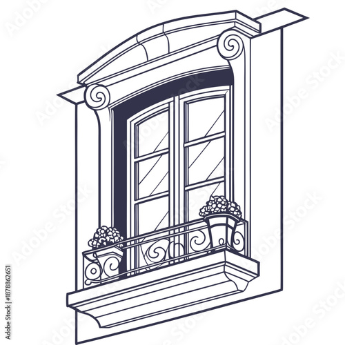 Ornate window with balcony