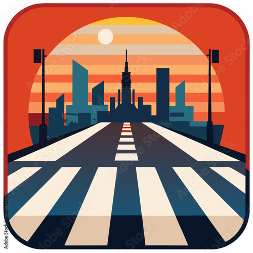 Urban sunset crosswalk