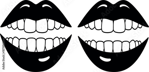 Smiling Faces: Capturing the essence of radiant smiles and healthy teeth in a symbolic illustration, portraying pure happiness and dental wellness.