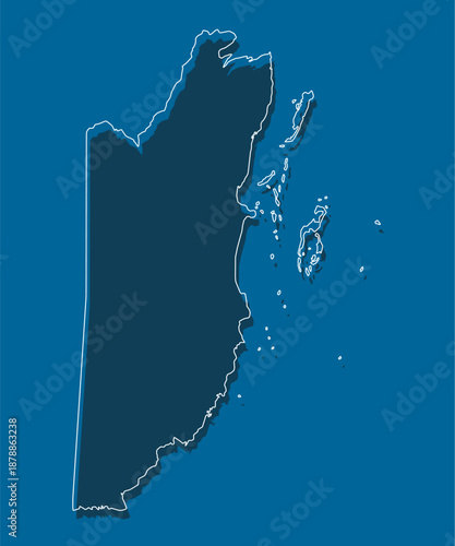 Vector outline map of Belize, line border country