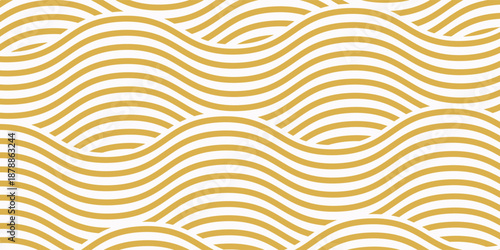 Yellow instant noodle  pasta and spaghetti texture with geometric wavy lines. Ramen  pasta vector pattern. Background abstract food illustration