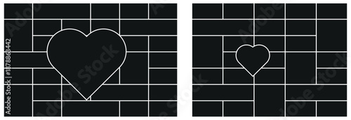 Set of rectangle photo  collage template frames.  Modern mockup design gallery. Vector photo frame mockup on white background. 