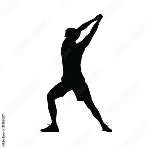Stretching fitness silhouette vector illustration minimal athletic warm-up exercise pose
