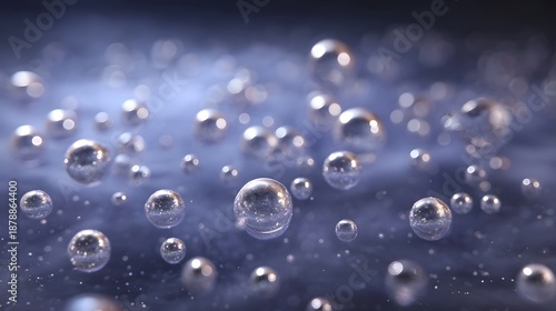 Wallpaper Mural A multitude of luminous transparent bubbles drift in a hazy dark blue fluid Torontodigital.ca