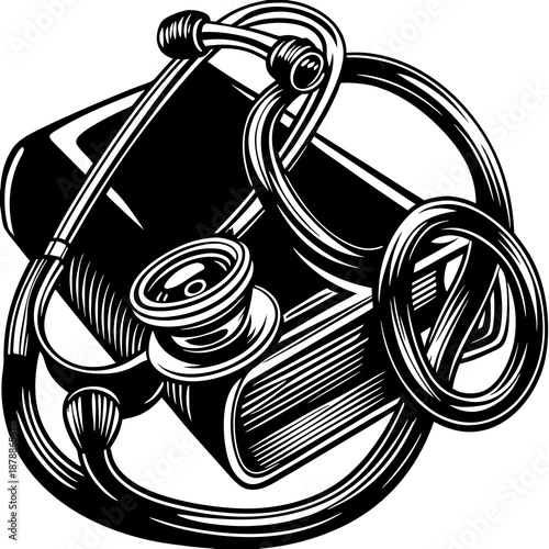 Vintage camera with accessories