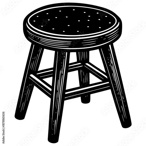 Black wooden stool with perforated seat