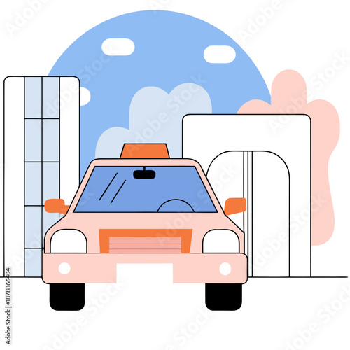 Illustrated taxi cab