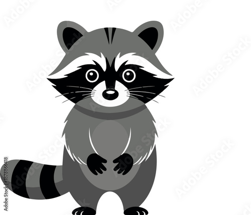 Cute cartoon raccoon illustration isolated on transparent background, isolated on white background, Vector
