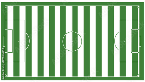 Top View Striped Soccer Football Field with White Lines