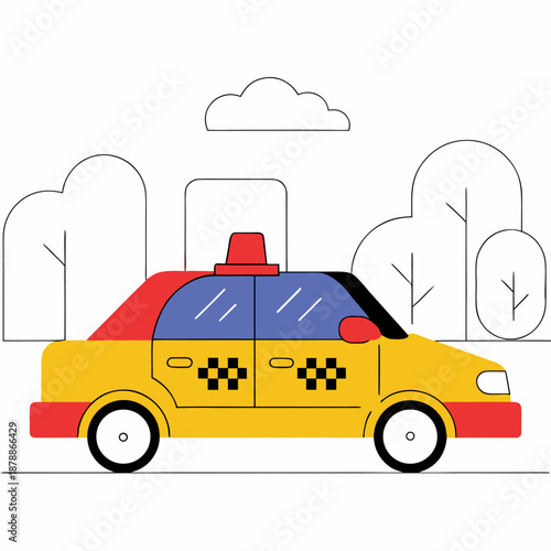 Illustrated taxi cab