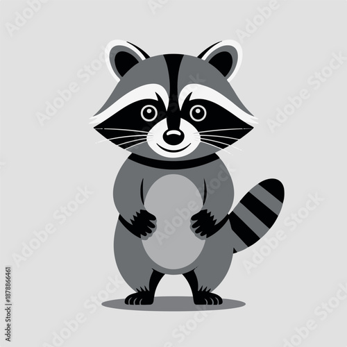 Cute cartoon raccoon illustration isolated on transparent background, isolated on white background, Vector